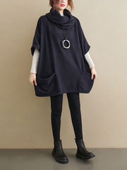 Women High Neck Loose Solid Color Sweatshirt