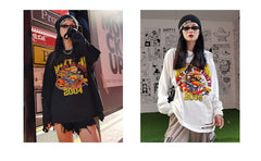 Round-Neck Printed Long-Sleeved T-Shirt