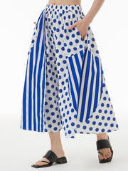 High Waisted Roomy Polka-Dot Split-Joint Striped Skirts Bottoms
