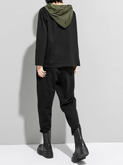 Women Hooded Stitching Long Sleeve T-Shirt