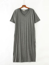 Loose Solid Short Sleeve Casual V-Neck Pajamas