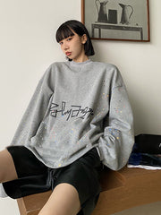 Women Printed Loose Pullover Casual Sweatshirt