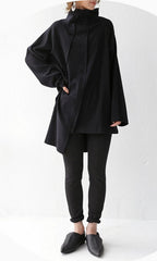 Long Sleeve Irregular Stitching High-Neck Temperament Shirt