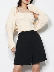 Chain Sling Vest Solid Color Knit Two Piece Set