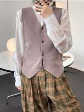Simple V Neck Knitted Bottoming Vest Top