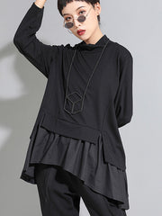 Women High Collar Solid Color Casual Shirt
