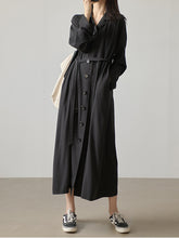 Men Solid Color Lapel Casual Dress