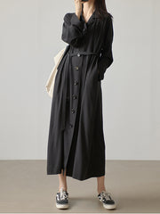 Men Solid Color Lapel Casual Dress