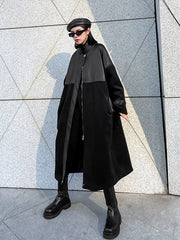 Loose Splicing Pu Thicken Outwear