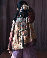 Vintage Pan Button Patchwork Coat