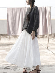 Artistic Retro Pleats Solid Skirt