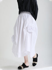 Solid Slim Flower Irregular Casual Skirt
