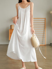 Simple Solid Color Sling Thin Sleeveless Dress