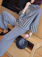 Women Sweater Wide Leg Pants Suit