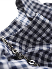 Retro Check Print Bat Sleeve Loose Shirt