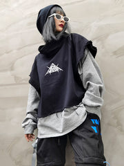 False Two Letter Printed Sweatshirt