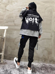 False Two Letter Printed Sweatshirt