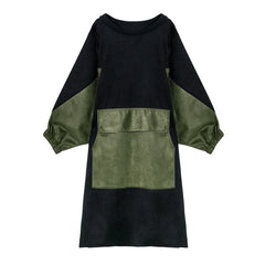 Round-Neck Split-Joint Color-Block Dress