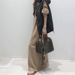 Temperament Loose High Neck Knitted Sweater Dress