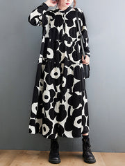 Loose Black And White Printed Maxi Dress
