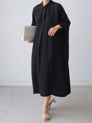 Loose Over The Knee Slim Bat Sleeve Retro Dress