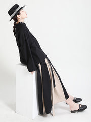 Women Color Matching High Waist A Line Skirt