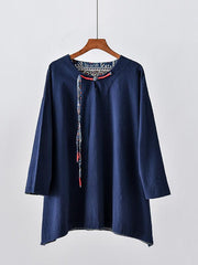 Vintage Loose Handmade Button Cropped T-Shirt