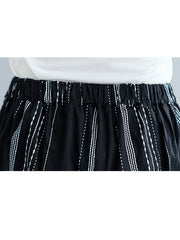 Women Simple Striped Slim Wide Leg Casual Pants