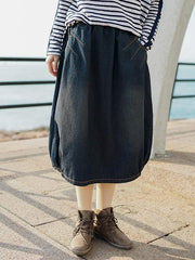 Split-Joint Denim Skirt Bottom