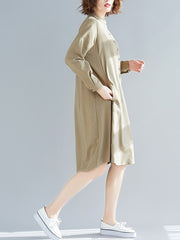 Original Solid Round-Neck Shirt Dress