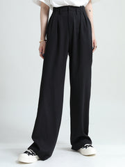 Simple Loose High Waiste Thin Wide Leg Casual Pants