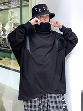 Women Loose Bat Sleeve High Collar Casual Sweatshirt