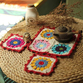 Red Daisy Mat Three-piece Set