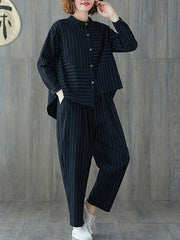 Loose Striped Comfortable Cotton Suits