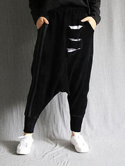 Casual Corduroy Splicing Hollow Trousers