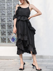 Irregular Falbala Slip Dress