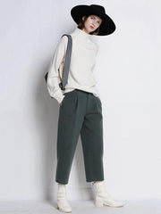 Solid Color Knitting High-neck Sweater