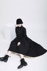 Women High Neck Stitching Casual Dress