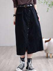 Solid Color Split Loose A-Line Skirt