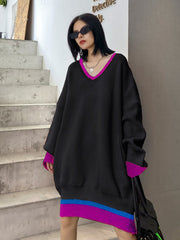 Loose  Mid-Length Thick V-Neck Sweater