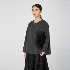 Three-Dimensional Bud Design Solid Sweatshirt