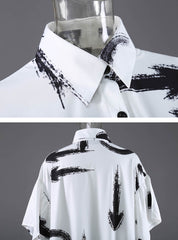 Urban Loose Printed Lace Short Sleeves Midi Dress