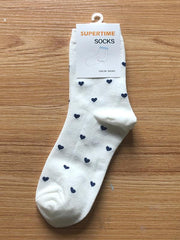 Peach Heart Print Cotton Socks