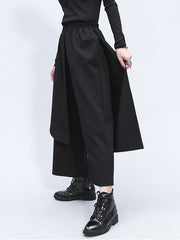 Women Irregular Stitching Elastic Waist Loose Casual Pants