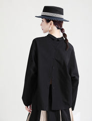 Women Irregular Lapel Long Sleeve Shirt