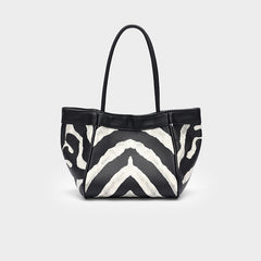 Retro Zebra-Print Casual Handbag