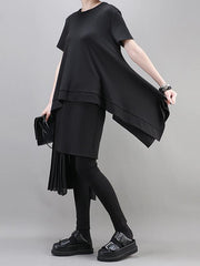 Stitching Cropped Pleats Culottes