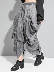 Loose Cropped Pleated High-Waist Harem Pants