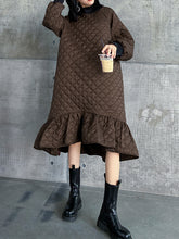 Women Turtleneck Solid Color Pullover Dress
