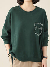 Loose Solid Color Drawstring Sweatshirt